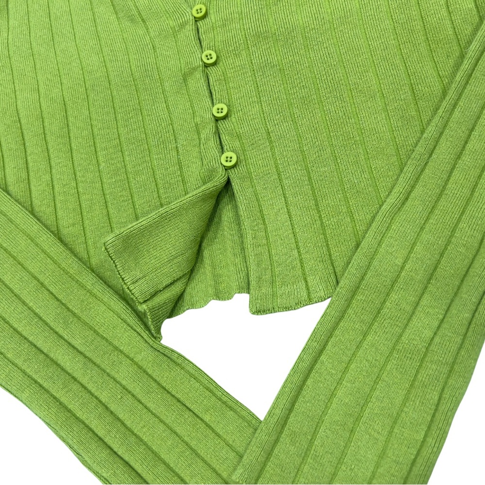 Organic Basics Lime Green Ribbed Button Cardigan - Picture 7 of 9